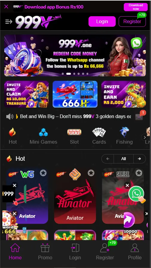 999V Game app on Android mobile